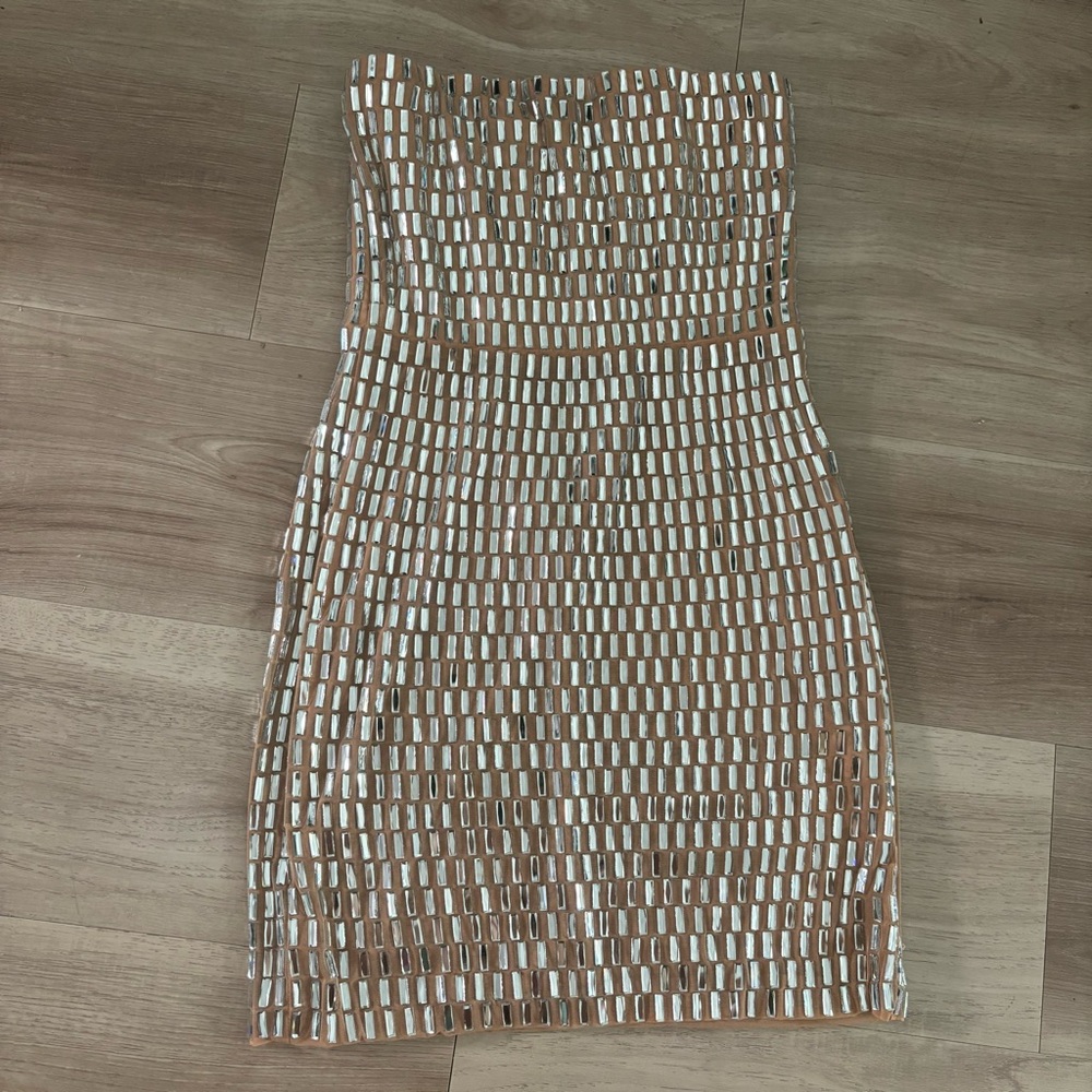 Oh Polly mirror embellished Mini Dress Aurora